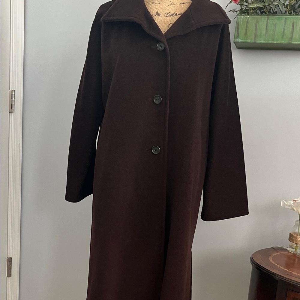 VINTAGE MaxMara Dark Brown Single-Breasted Wool Trench Coat excellent condition